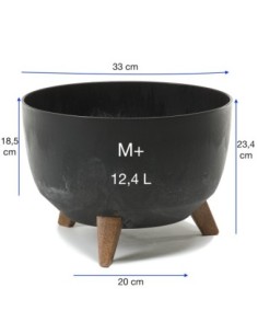 Pflanzschale rund M+ Ø33 × 23 cm Beton-Optik, 12,4 L – Beton Schwarz | Töpferkönig 2