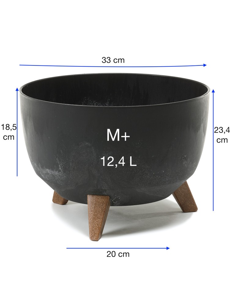 Plantenschaal rond M+ Ø33 × 23 cm betonlook, 12,4 L – Betonzwart | Töpferkönig