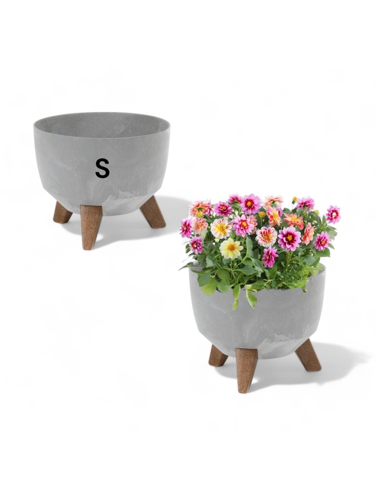 Ciotola per piante rotonda S Ø24 × 20 cm effetto cemento, 5,1 L – Grigio cemento | Töpferkönig