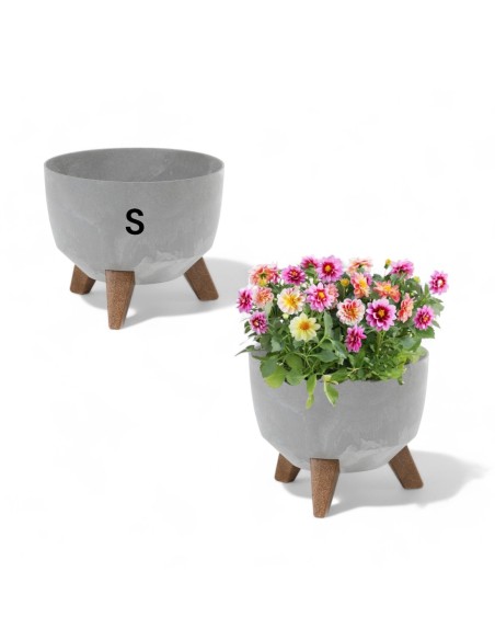 Ciotola per piante rotonda S Ø24 × 20 cm effetto cemento, 5,1 L – Grigio cemento | Töpferkönig