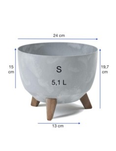 Plantenschaal rond S Ø24 × 20 cm betonlook, 5,1 L – Betongrijs | Töpferkönig 2