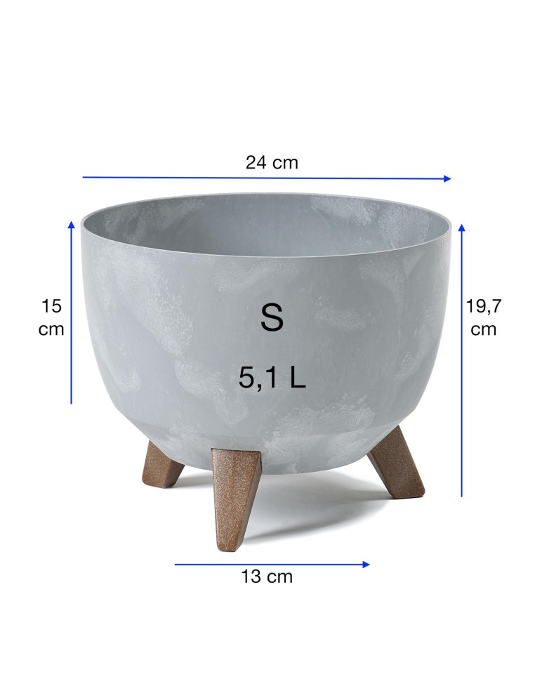 Pflanzschale rund S Ø24 × 20 cm Beton-Optik, 5,1 L – Beton Grau | Töpferkönig