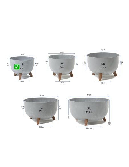 Vasque ronde S Ø24 × 20 cm effet béton, 5,1 L – Béton gris | Töpferkönig