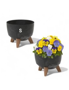 Plantenschaal rond S Ø24 × 20 cm betonlook, 5,1 L – Betonzwart | Töpferkönig