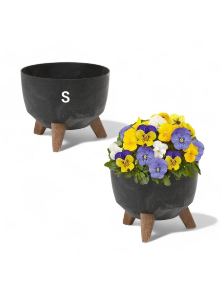 Pflanzschale rund S Ø24 × 20 cm Beton-Optik, 5,1 L – Beton Schwarz | Töpferkönig