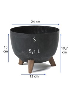 Ciotola per piante rotonda S Ø24 × 20 cm effetto cemento, 5,1 L – Nero cemento | Töpferkönig 2