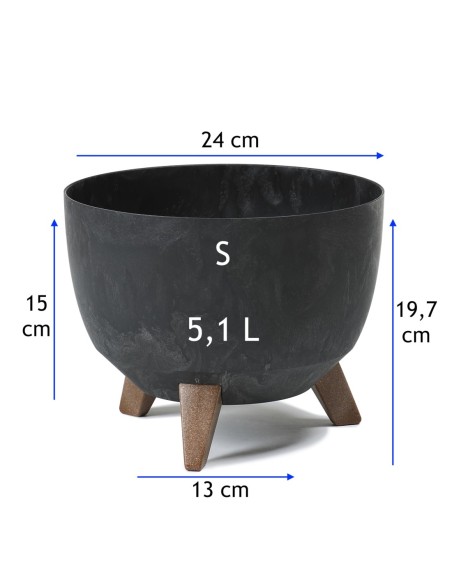 Vasque ronde S Ø24 × 20 cm effet béton, 5,1 L – Béton noir | Töpferkönig