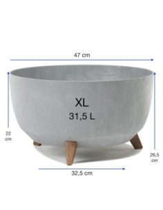 Ciotola per piante rotonda XL Ø47 × 27 cm effetto cemento, 31,5 L – Grigio cemento | Töpferkönig 2