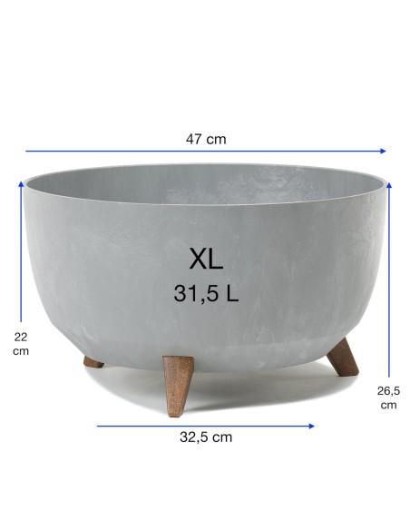 Pflanzschale rund XL Ø47 × 27 cm Beton-Optik, 31,5 L – Beton Grau | Töpferkönig