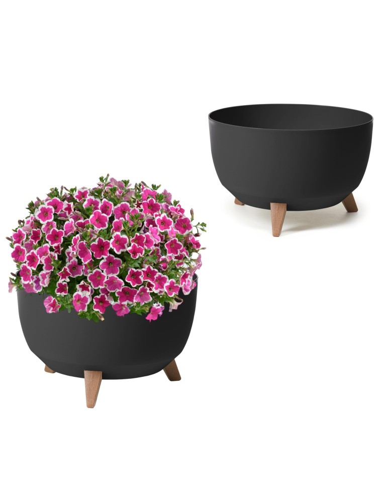 Ciotola per piante rotonda L Ø40 × 25 cm opaca, 21 L – Nero | Töpferkönig