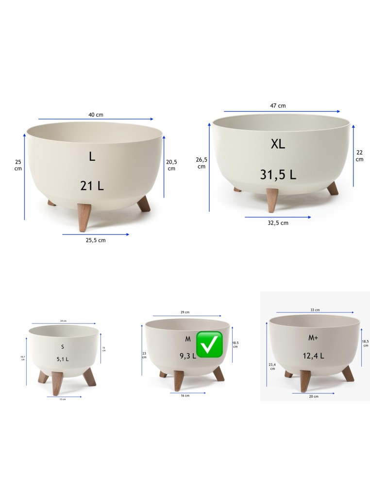 Vasque ronde M Ø29 × 23 cm mate, 9,3 L – Coton | Töpferkönig