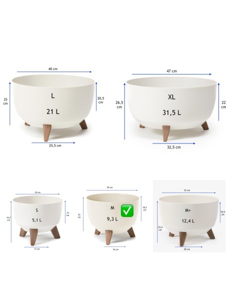 Ciotola per piante rotonda M Ø29 × 23 cm opaca, 9,3 L – Crema | Töpferkönig