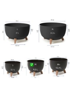 Plantenschaal rond M Ø29 × 23 cm mat, 9,3 L – Zwart | Töpferkönig 2