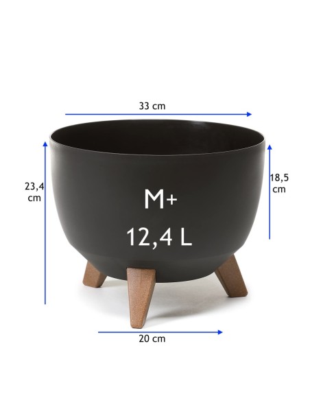 Ciotola per piante rotonda M Ø29 × 23 cm opaca, 9,3 L – Nero | Töpferkönig