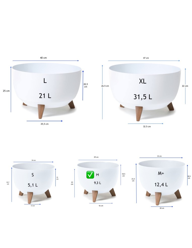 Vasque ronde M Ø29 × 23 cm mate, 9,3 L – Blanc | Töpferkönig