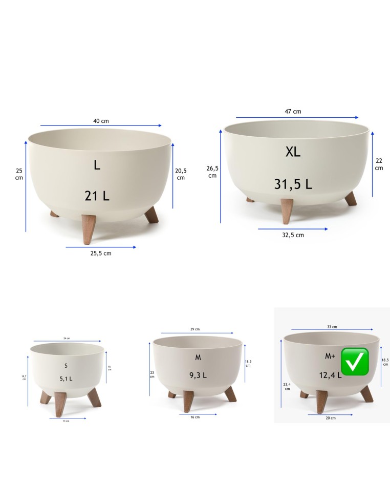 Vasque ronde M+ Ø33 × 23 cm mate, 12,4 L – Coton | Töpferkönig