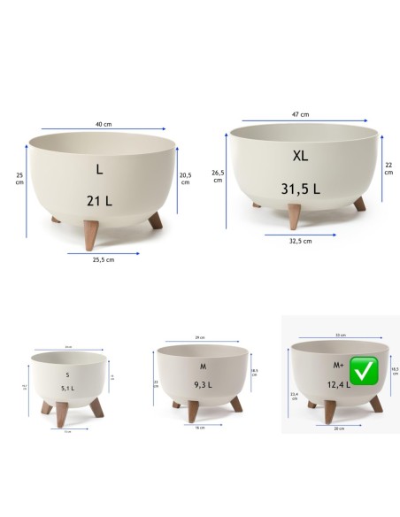 Vasque ronde M+ Ø33 × 23 cm mate, 12,4 L – Coton | Töpferkönig