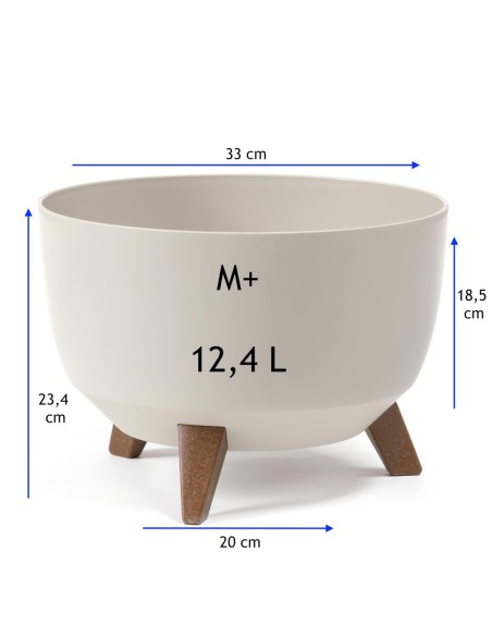 Ciotola per piante rotonda M+ Ø33 × 23 cm opaca, 12,4 L – Bianco cotone | Töpferkönig