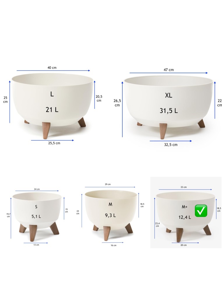 Vasque ronde M+ Ø33 × 23 cm mate, 12,4 L – Crème | Töpferkönig