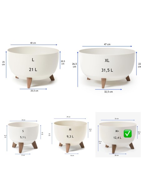 Plantenschaal rond M+ Ø33 × 23 cm mat, 12,4 L – Crème | Töpferkönig