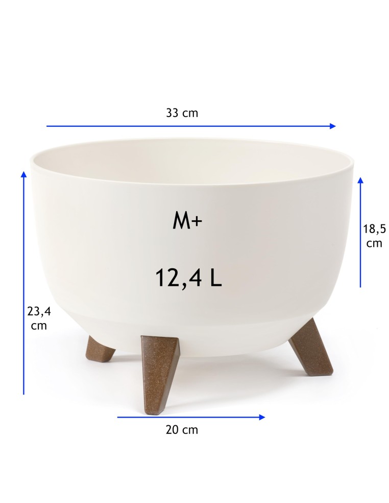 Cuenco para plantas redondo M+ Ø33 × 23 cm mate, 12,4 L – Crema | Töpferkönig