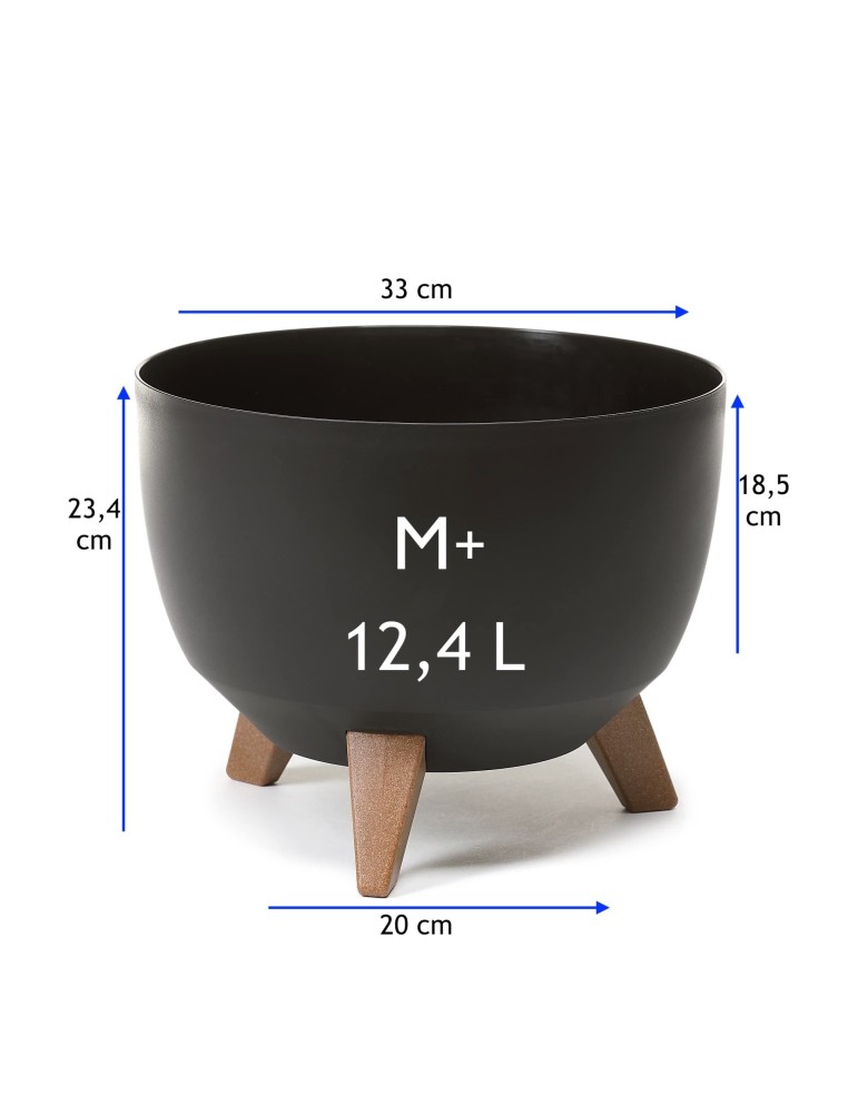 Ciotola per piante rotonda M+ Ø33 × 23 cm opaca, 12,4 L – Nero | Töpferkönig