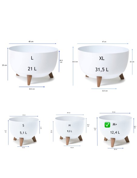 Vasque ronde M+ Ø33 × 23 cm mate, 12,4 L – Blanc | Töpferkönig