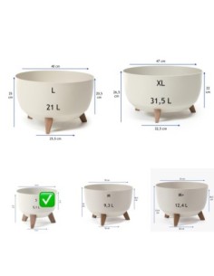 Cuenco para plantas redondo S Ø24 × 20 cm mate, 5,1 L – Blanco algodón | Töpferkönig 2