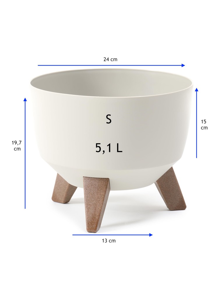 Cuenco para plantas redondo S Ø24 × 20 cm mate, 5,1 L – Blanco algodón | Töpferkönig