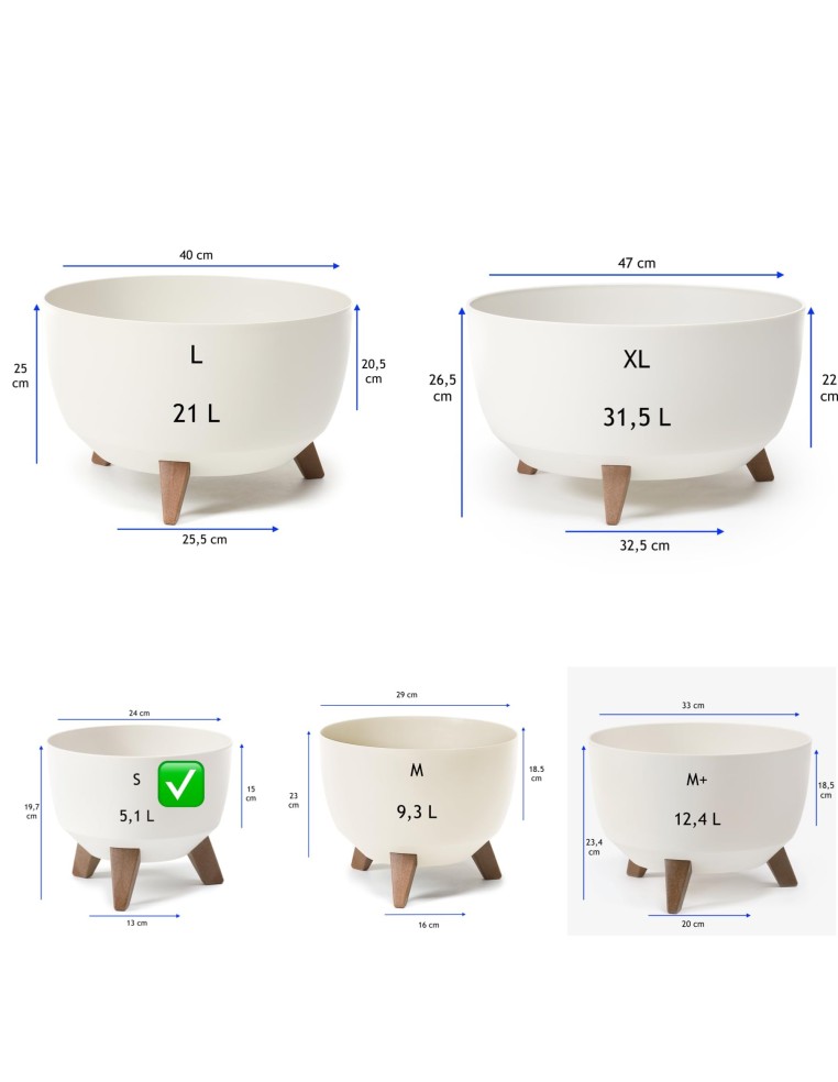 Vasque ronde S Ø24 × 20 cm mate, 5,1 L – Crème | Töpferkönig