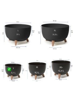 Vasque ronde S Ø24 × 20 cm mate, 5,1 L – Noir | Töpferkönig 2