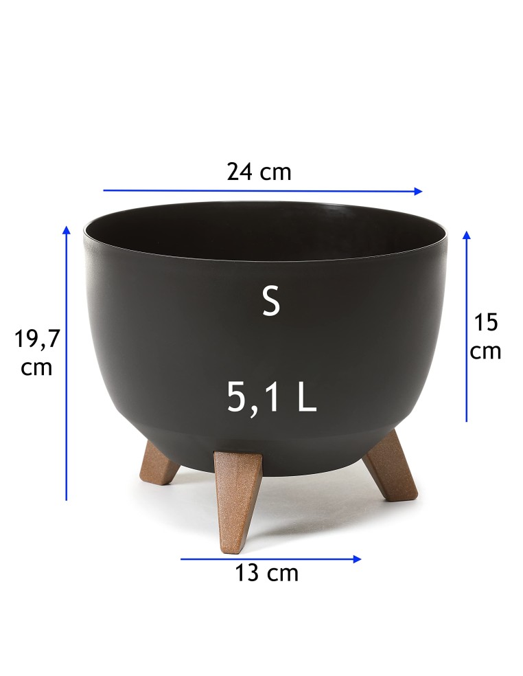 Vasque ronde S Ø24 × 20 cm mate, 5,1 L – Noir | Töpferkönig