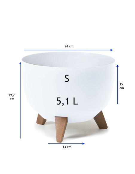 Cuenco para plantas redondo S Ø24 × 20 cm mate, 5,1 L – Blanco | Töpferkönig