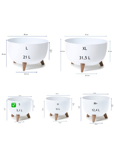 Vasque ronde S Ø24 × 20 cm mate, 5,1 L – Blanc | Töpferkönig