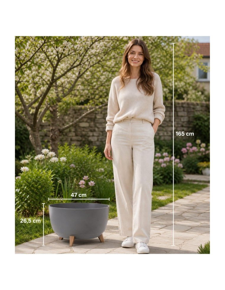 Pflanzschale rund XL Ø47 × 27 cm Matt, 31,5 L – Anthrazit | Töpferkönig
