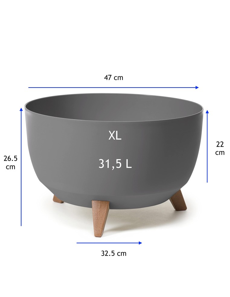 Pflanzschale rund XL Ø47 × 27 cm Matt, 31,5 L – Anthrazit | Töpferkönig