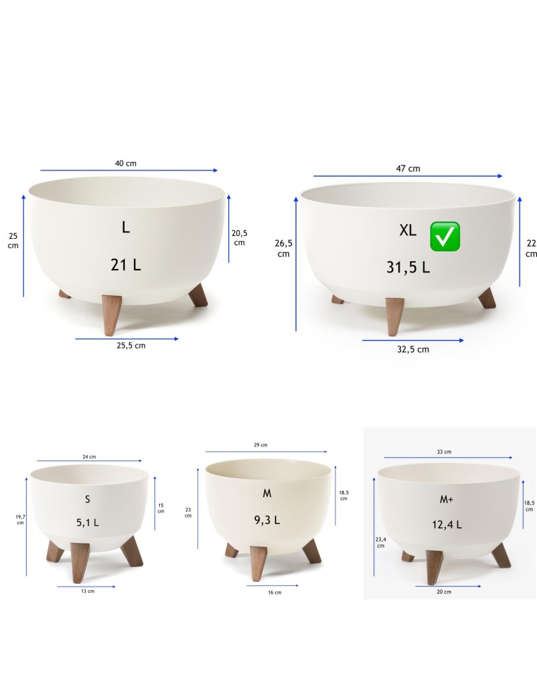 Plantenschaal rond XL Ø47 × 27 cm mat, 31,5 L – Crème | Töpferkönig