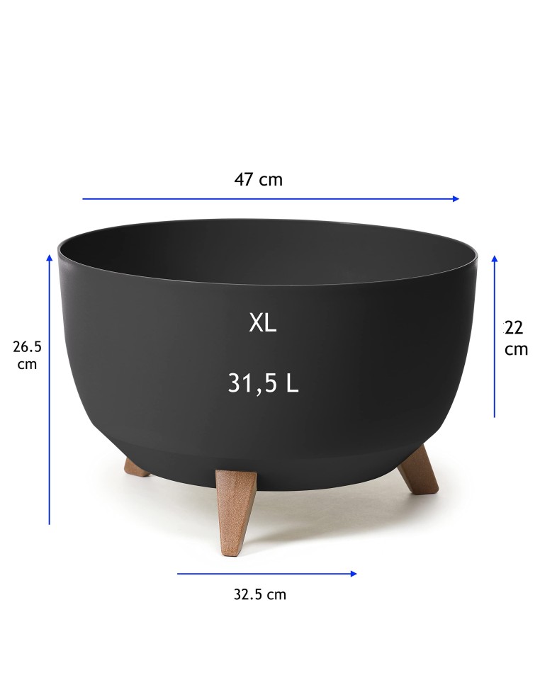 Vasque ronde XL Ø47 × 27 cm mate, 31,5 L – Noir | Töpferkönig