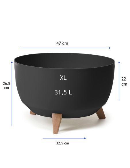 Plantenschaal rond XL Ø47 × 27 cm mat, 31,5 L – Zwart | Töpferkönig