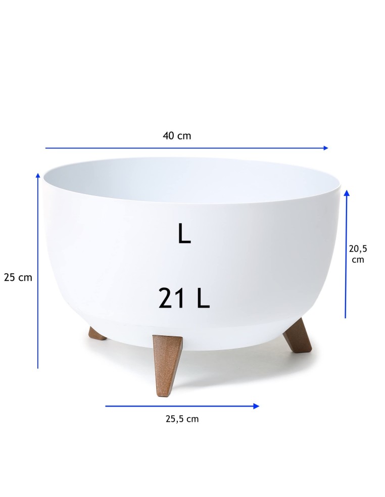 Cuenco para plantas redondo L Ø40 × 25 cm mate, 21 L – Blanco | Töpferkönig