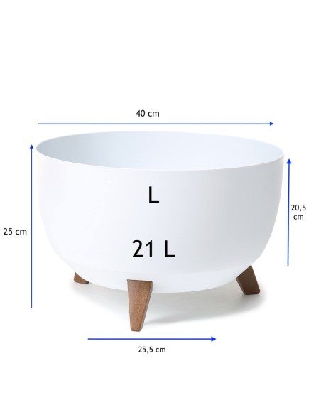 Cuenco para plantas redondo L Ø40 × 25 cm mate, 21 L – Blanco | Töpferkönig