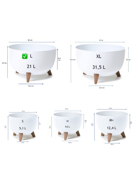Plantenschaal rond L Ø40 × 25 cm mat, 21 L – Wit | Töpferkönig