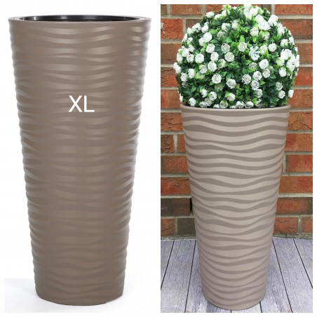 Blumenkübel mit Effekt 3D Slim in Taupe mit Einsatz, Größe: XL