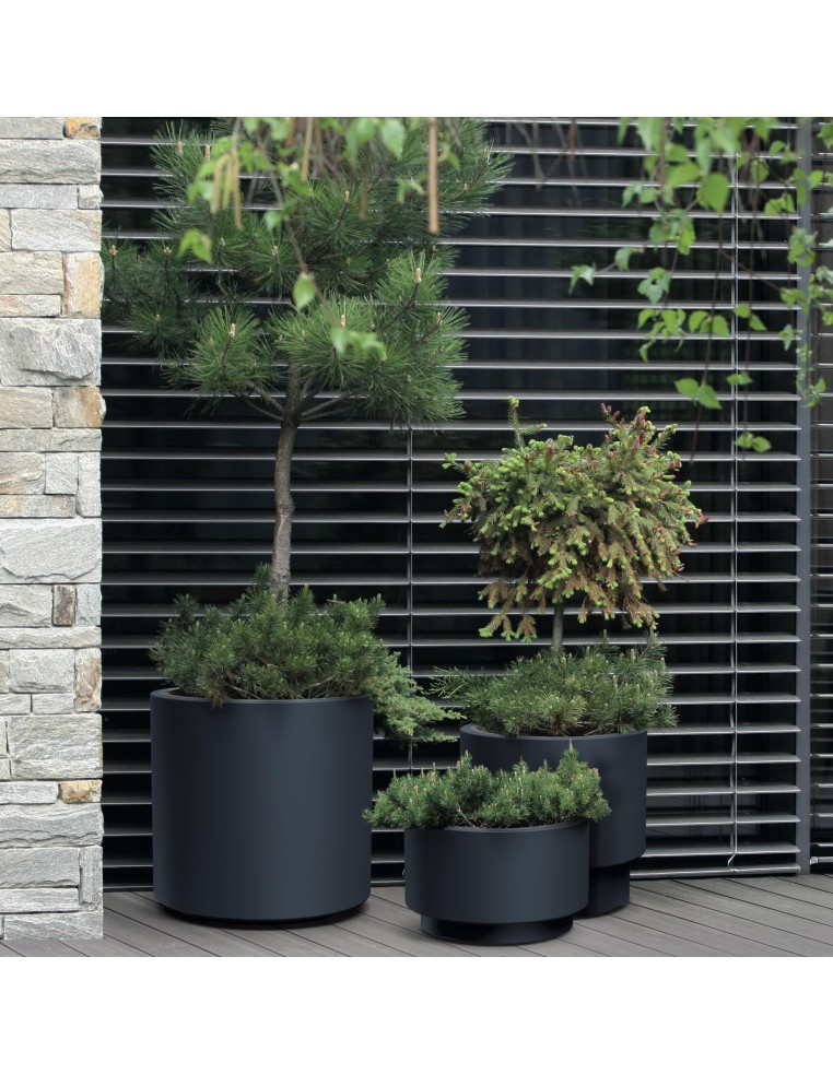 Pot de fleurs rond Ø47 × 45 cm mat, 74 L – Anthracite | Töpferkönig