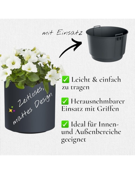 Bloempot rond Ø47 × 45 cm mat, 74 L – Antraciet | Töpferkönig