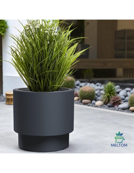 Pot de fleurs rond Ø40 × 37 cm mat, 40 L – Anthracite | Töpferkönig