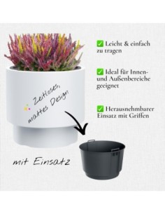 Bloempot rond Ø40 × 37 cm mat, 40 L – Wit | Töpferkönig 2
