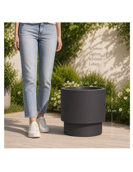Bloempot rond Ø47 × 44 cm mat, 69 L – Antraciet | Töpferkönig