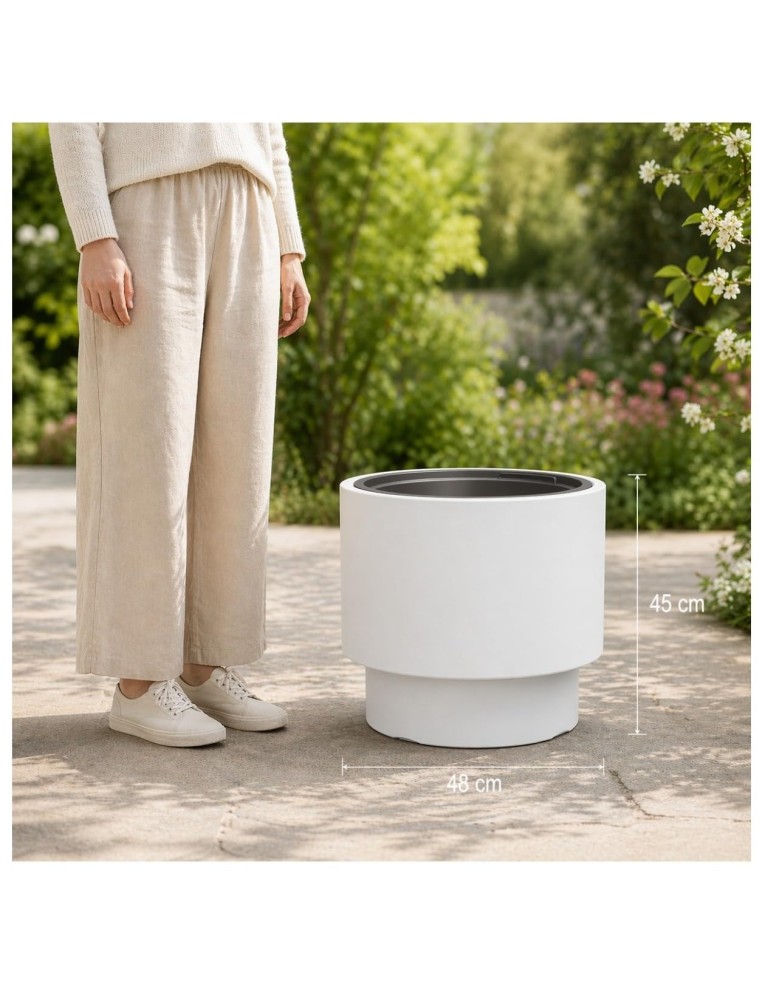 Pot de fleurs rond Ø47 × 44 cm mat, 69 L – Blanc | Töpferkönig