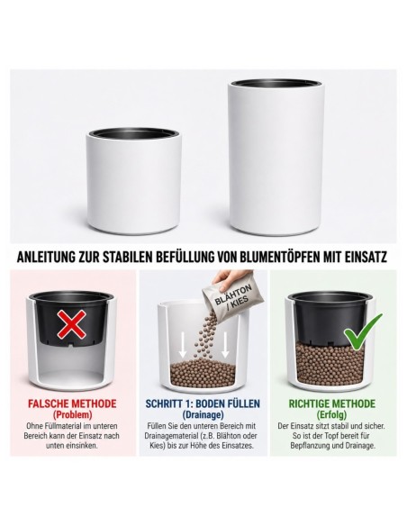 Pot de fleurs rond Ø30 × 28 cm mat, 17 L – Blanc | Töpferkönig